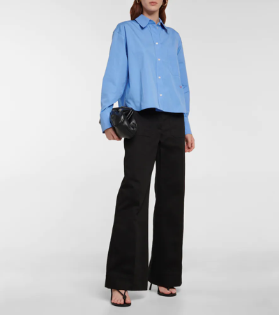 Shop Victoria Beckham Cotton Shirt In Oxford Blue