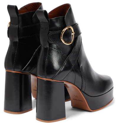 Shop See By Chloé Lyna Leather Ankle Boots In Black
