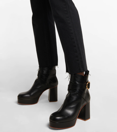 Shop See By Chloé Lyna Leather Ankle Boots In Black