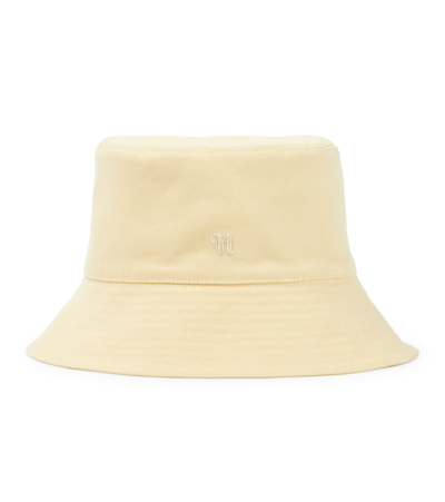 Shop Nanushka Canvas Bucket Hat In Crème