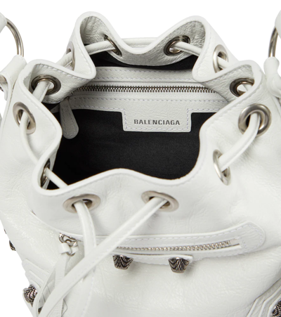 Shop Balenciaga Le Cagole Xs Leather Bucket Bag In Optic White