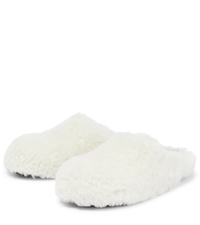 Shop Marni Sabot Shearling Slippers In Natural White