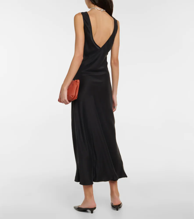 Shop Asceno Bordeaux Silk Satin Slip Dress In Black