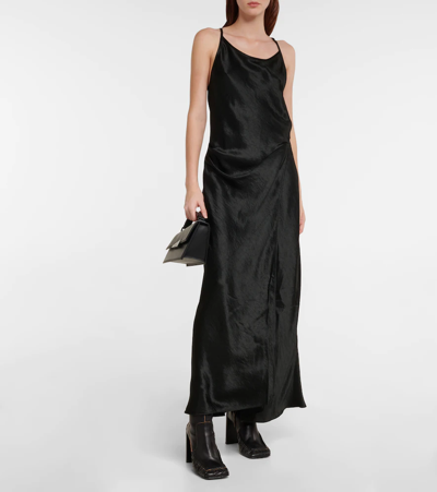 Shop Acne Studios Satin Maxi Dress In Black