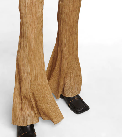 Shop Acne Studios Pleated Silk Pants In Caramel Brown