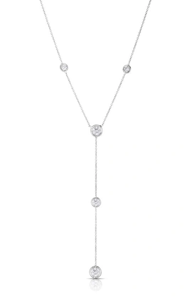 Shop Roberto Coin Diamond Station Y-necklace In White Gold