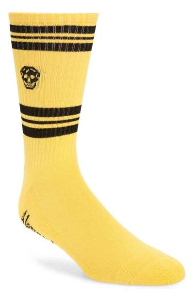 Shop Alexander Mcqueen Stripe Skull Socks In Pop Yellow/ Black