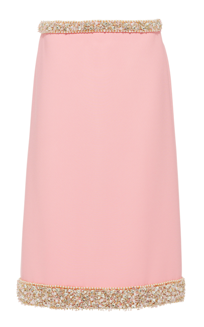 Shop Miu Miu Embellished Cady Midi Skirt In Pink