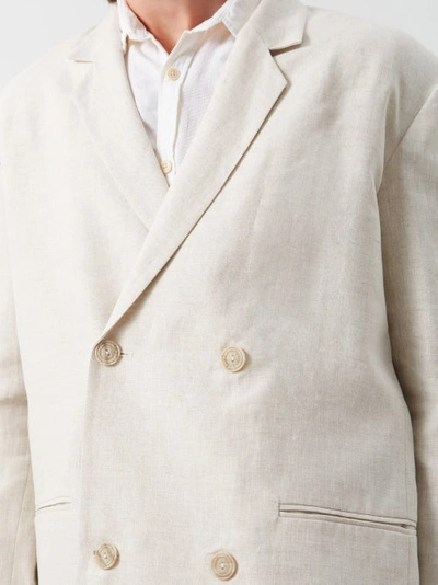 Albus Lumen Double-breasted Linen Suit Jacket In Beige