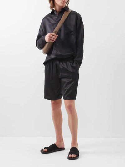 Albus Lumen Elasticated Silk-satin Shorts In Black