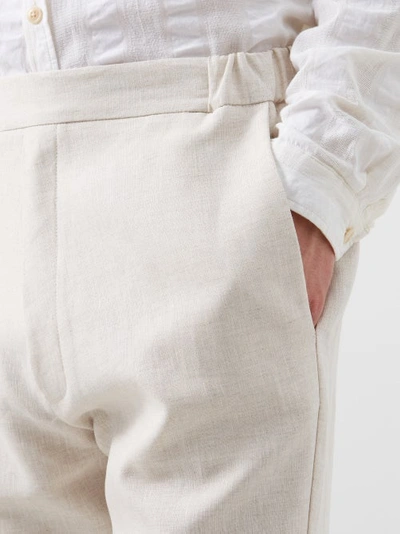Albus Lumen Elasticated-waist Linen Suit Trousers In Beige