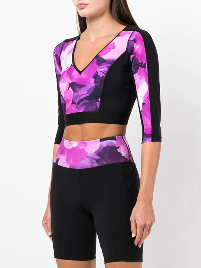 Shop Marchesa Abstract-pattern V-neck Top In Violett
