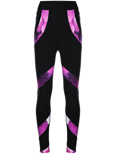 Marchesa High-waisted Abstract-print Leggings In Schwarz