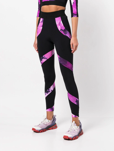 Shop Marchesa High-waisted Abstract-print Leggings In Schwarz