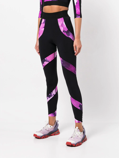 Marchesa High-waisted Abstract-print Leggings In Schwarz
