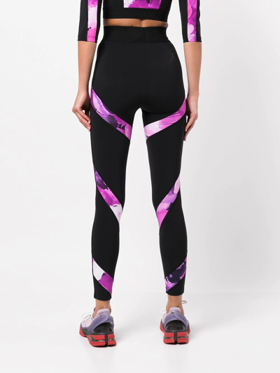 Marchesa High-waisted Abstract-print Leggings In Schwarz