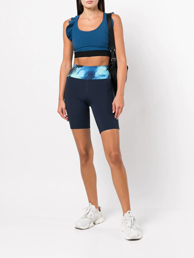 Shop Marchesa Abstract-pattern Cycling-shorts In Blau