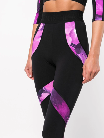 Shop Marchesa High-waisted Abstract-print Leggings In Schwarz