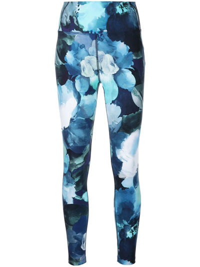 Shop Marchesa Watercolour Floral Leggings In Blau