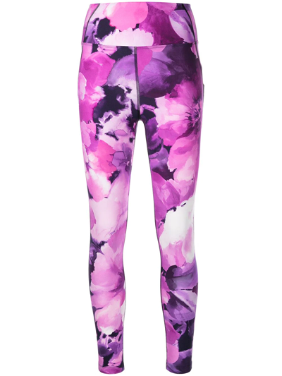 Shop Marchesa High-waisted Floral Leggings In Rosa