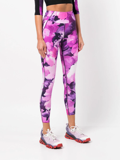 Shop Marchesa High-waisted Floral Leggings In Rosa