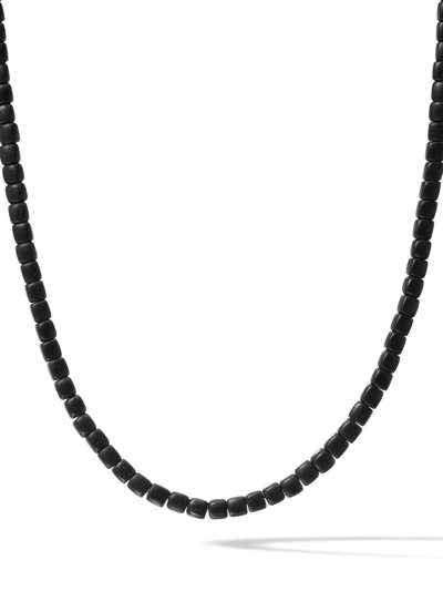 Shop David Yurman 4mm Square Hex Bead Necklace In Black
