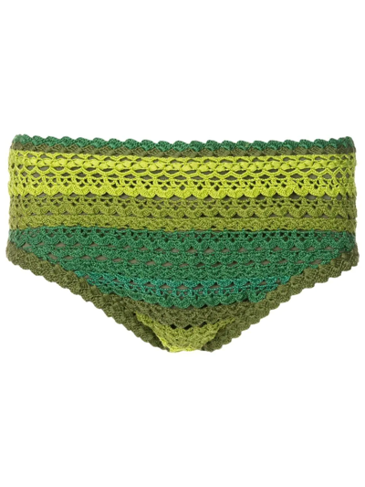 Shop Amir Slama Crochet-knit Swimming Trunks In Green