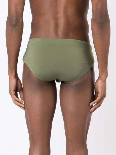 Amir Slama Crochet-knit Swimming Trunks In Green