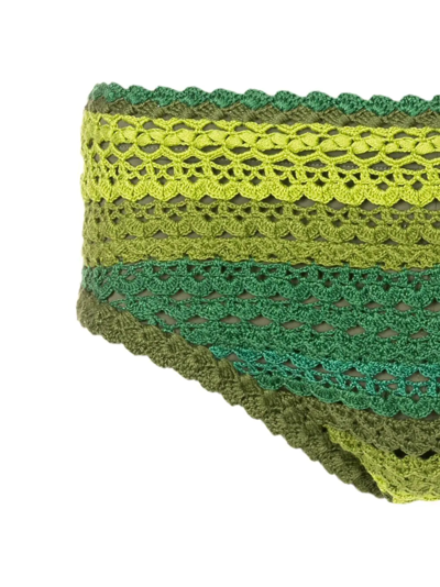 Amir Slama Crochet-knit Swimming Trunks In Green