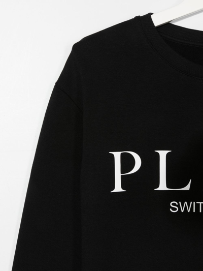 Philipp Plein Junior Logo-print Button-detail Sweatshirt In Black