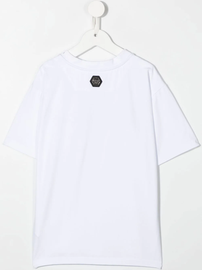 Shop Philipp Plein Junior Embroidered-logo Short-sleeved T-shirt In White