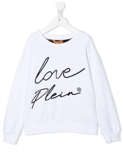 Shop Philipp Plein Junior Logo-print Long-sleeved T-shirt In White