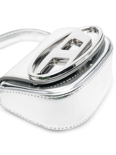 Diesel 1dr-xs-s Logo Plaque Metallic Mini Bag In Silver