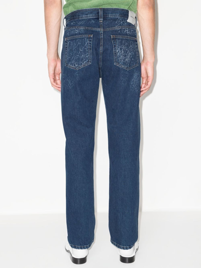 Shop Namacheko Ushi Printed Straight-leg Jeans In Blue Spider Net