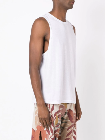 Shop Amir Slama Embroidered Logo Tank Top In White