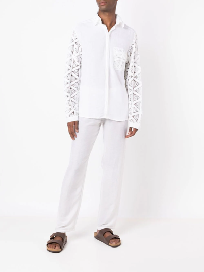 Shop Amir Slama Elasticated Straight-leg Trousers In White