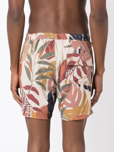 Shop Amir Slama Leaf-print Swim Shorts In Brown