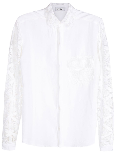 Shop Amir Slama Crochet-detail Long-sleeved Shirt In White