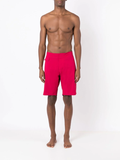 Shop Amir Slama Knee-length Swim Shorts In Red