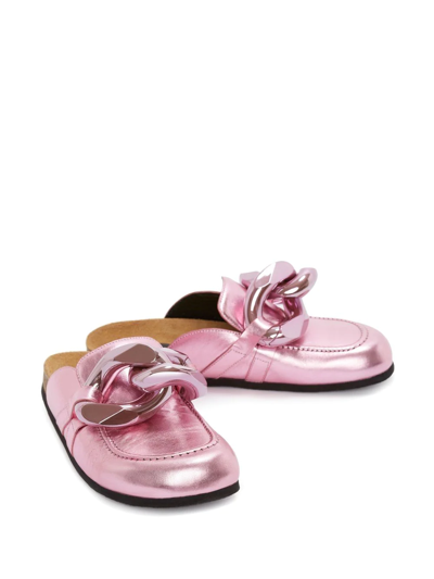 Shop Jw Anderson Chain Metallic Mules In Pink