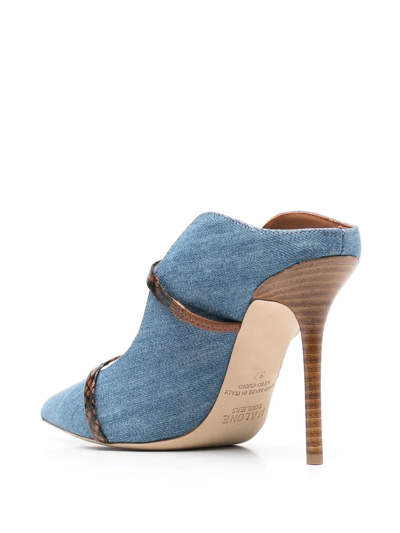 Shop Malone Souliers Maureen Pointed-toe Denim Pumps In Blue