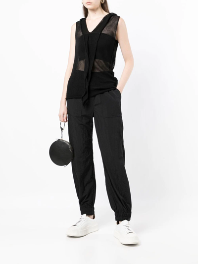 Shop Yohji Yamamoto Unbalance Semi-sheer Vest In Schwarz