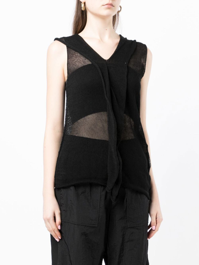 Shop Yohji Yamamoto Unbalance Semi-sheer Vest In Schwarz
