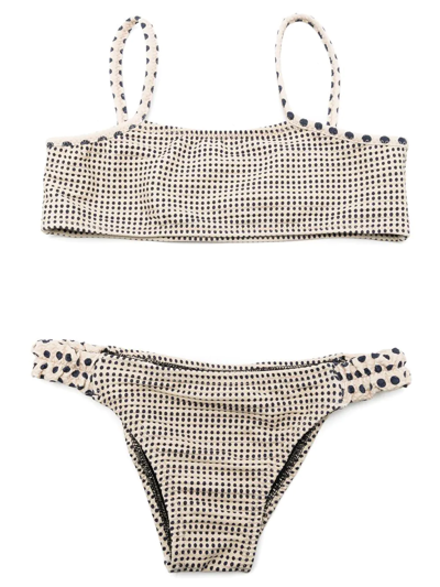 Shop Amir Slama Spot-print Textured Bikini Set In Neutrals