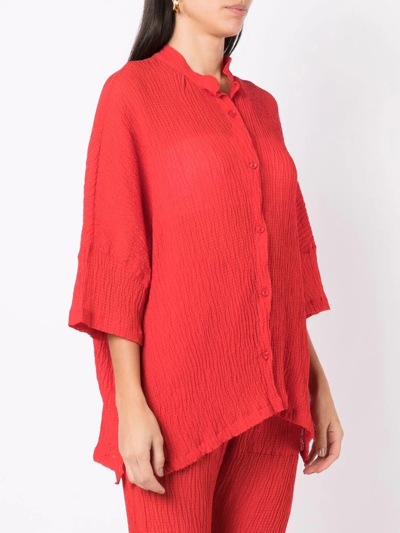 Shop Amir Slama Crinckled-finish Silk Shirt In Red