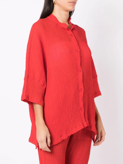 Amir Slama Crinckled-finish Silk Shirt In Red