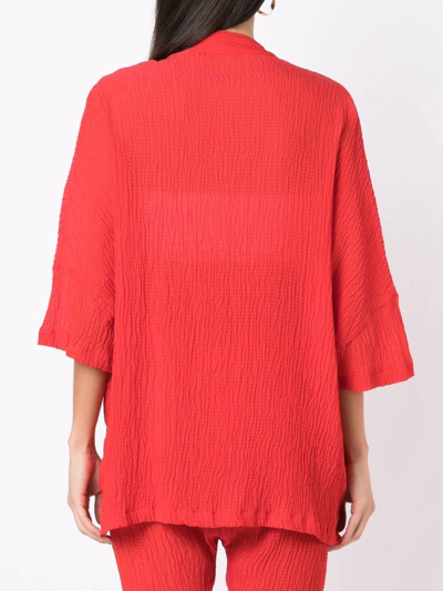 Amir Slama Crinckled-finish Silk Shirt In Red