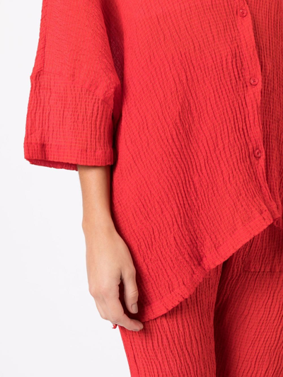 Amir Slama Crinckled-finish Silk Shirt In Red