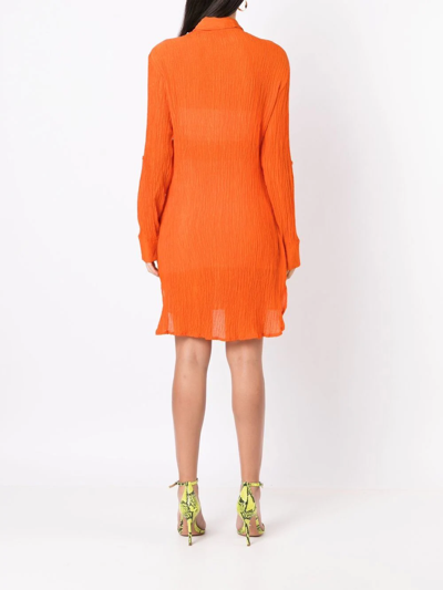 Shop Amir Slama Crinkle-finish Shirt Dress In Orange