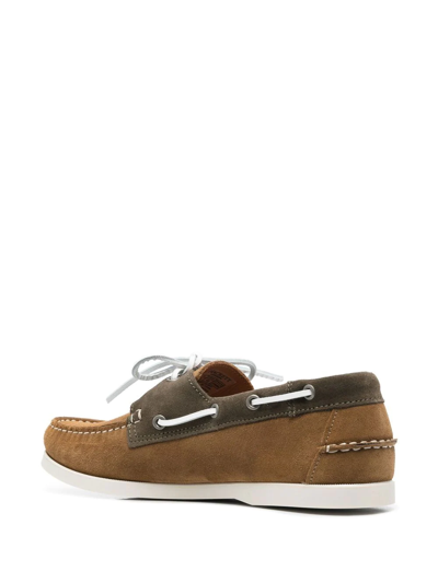 Shop Hackett Two-tone Suede Boat Shoes In Brown